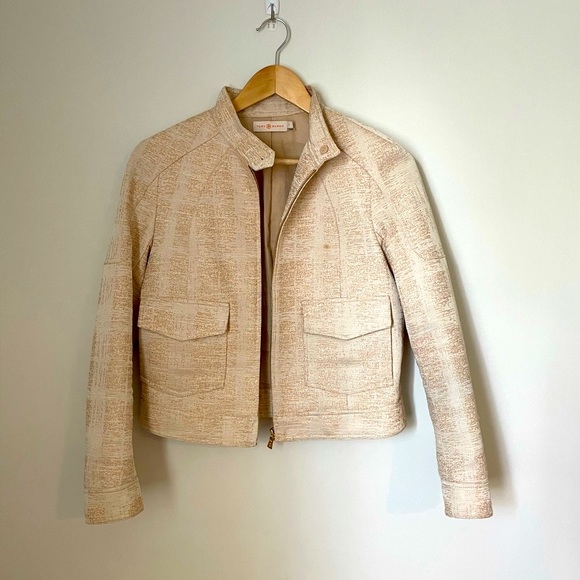 Pink Tory Burch Bomber Jacket, Size 2 - Picture 3 of 7